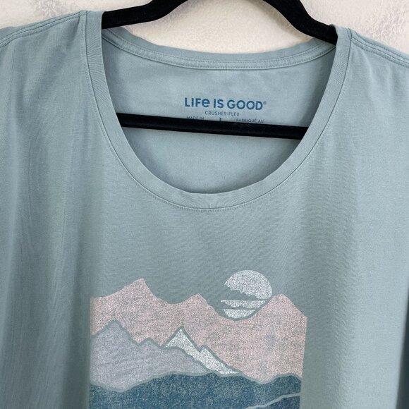 Life Is Good Womens Large Crusher Flex Tee Long Sleeve Shirt Blue Relax Fit - Picture 2 of 8